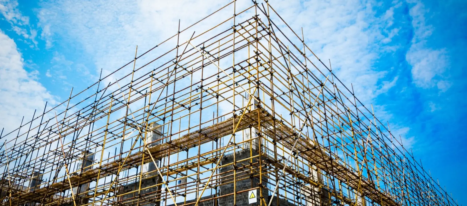 Scaffolding structure against a clear sky
